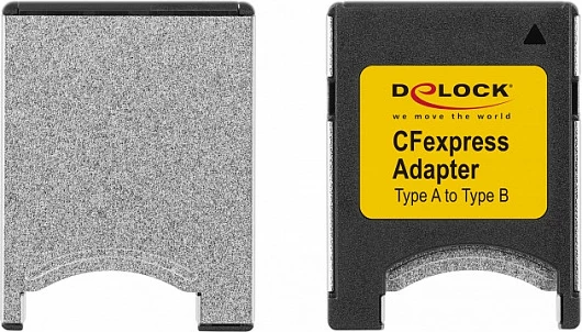 Adapter CFexpress DeLOCK, Type A në Type B, zi/gri