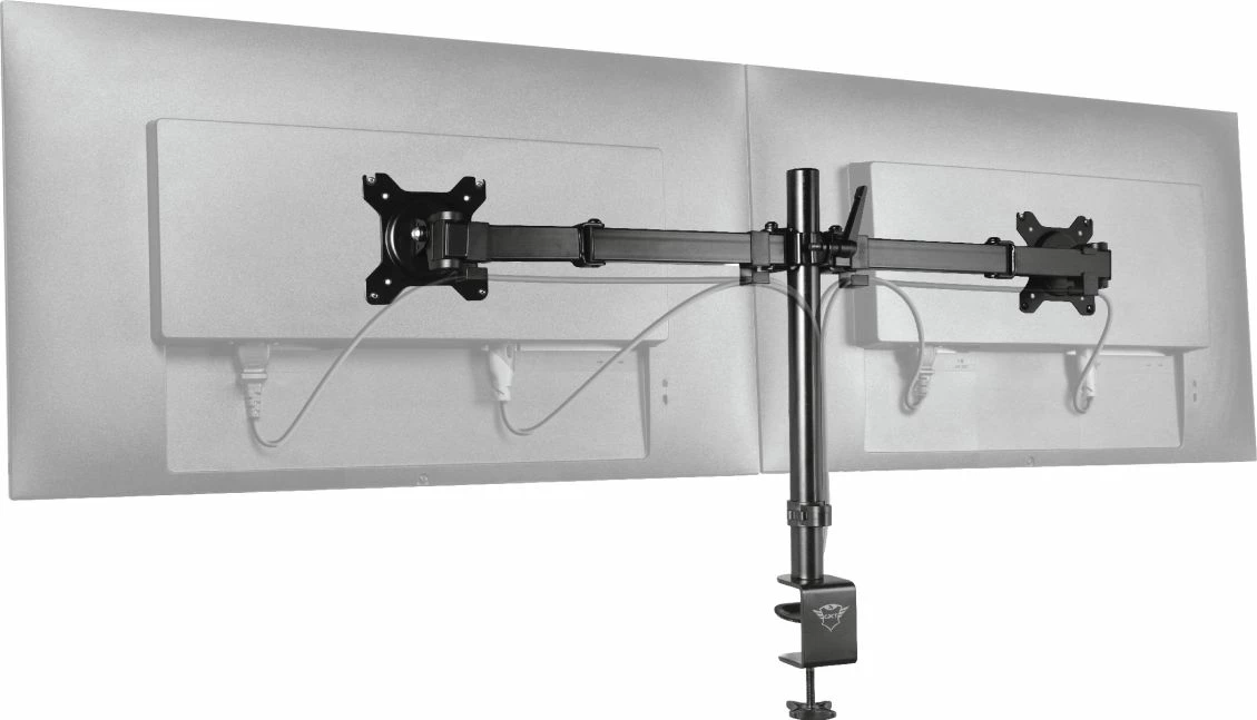 Mbajtës tavoline për 2 monitorë Trust GXT 1120 Mara Dual 23941 deri 32" VESA 75x75/100x100 max 16 kg i zi