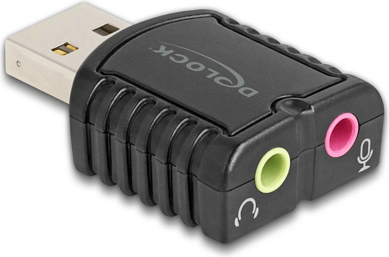 Kartelë zëri USB DeLOCK 24-bit/96 kHz, 2x 3.5 mm, Plug & Play, e zezë