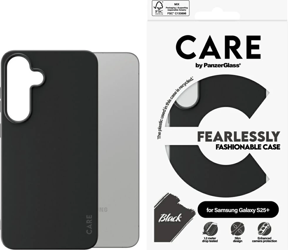 Mbështjellës PanzerGlass CARE për Samsung Galaxy S25+, i zi