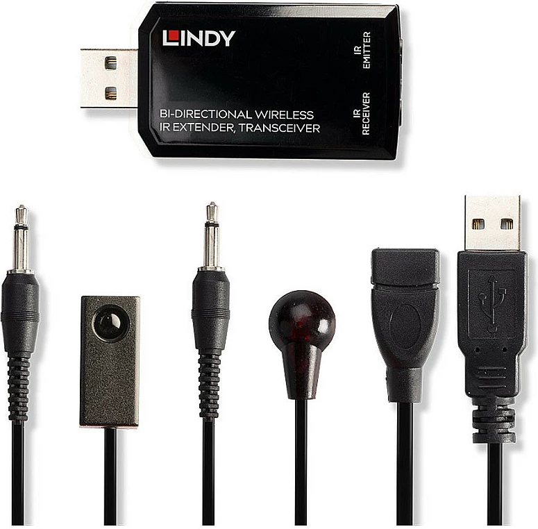 Zgjatës sinjali IR wireless bidireksional LINDY 150m, transceiver USB, i zi