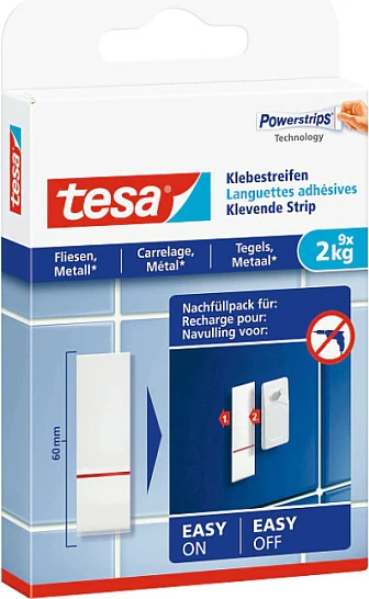 Shirita ngjitës tesa Powerstrips, për pllaka & metal, deri 2 kg, 9 copë