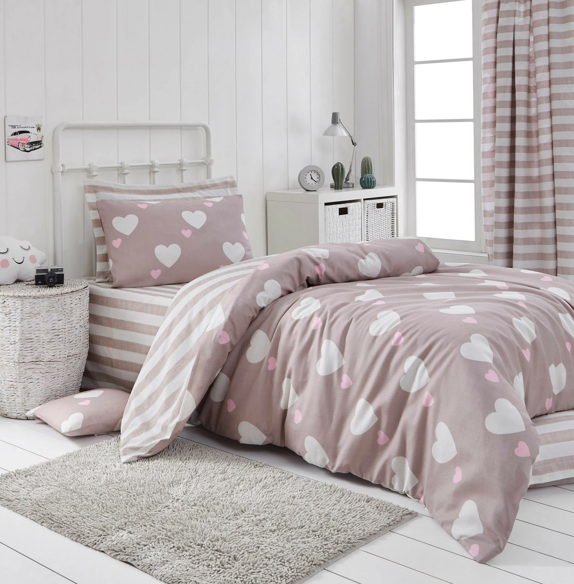 Set mbulesë jorgan XXL njësh, L'essentiel, zemra, dusty rose