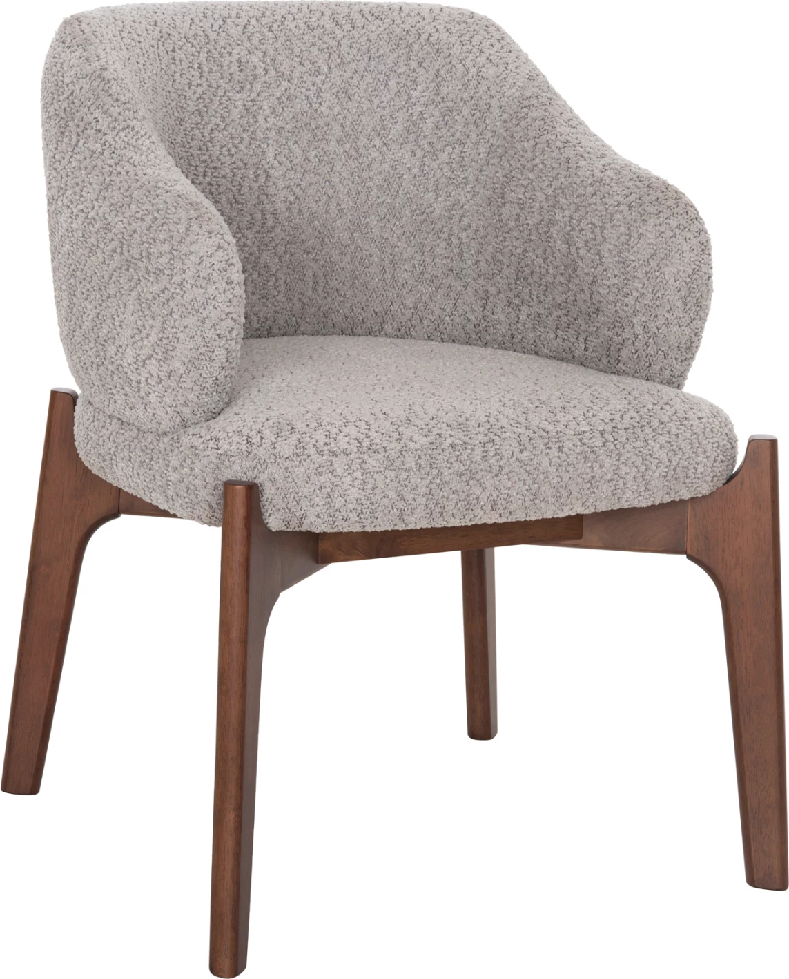 Karrige për ngrënie ABAI FH9971.03, dru gome, ngjyrë arre, pëlhurë boucle, gri e lehtë, 65x63x79 cm, set prej 2 copash