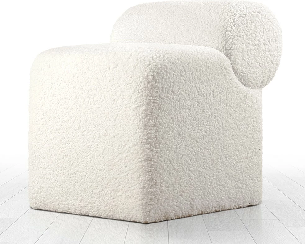 Puf Atelier del Sofa, monlik kürk, i bardhë