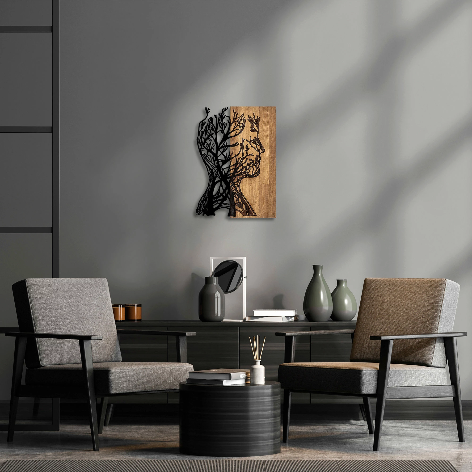 Aksesor dekorativ prej druri për mur, Wallity, njeri-dru, 319