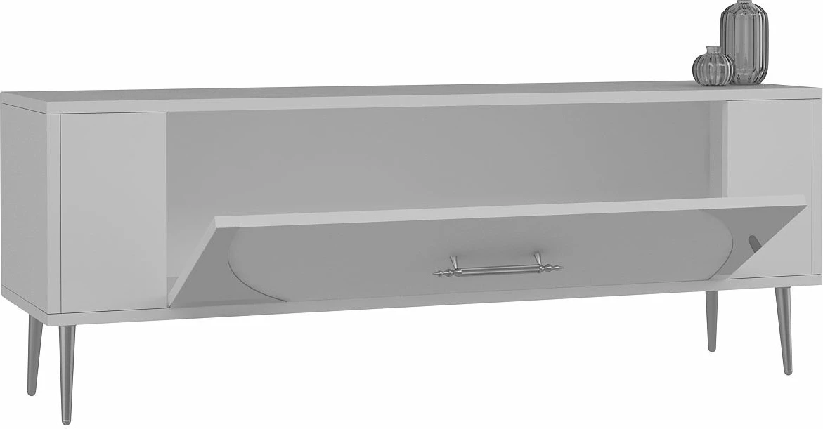 Komodë TV Skye Decor Retrop2, e bardhë, argjend