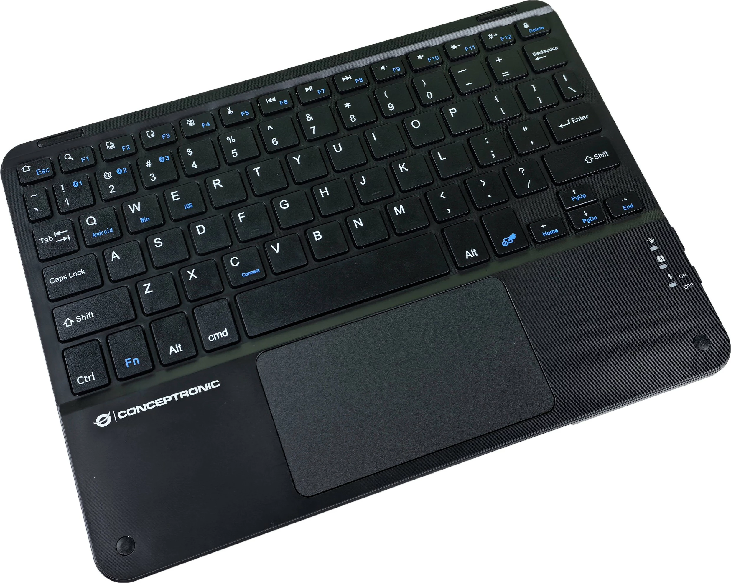 Tastierë wireless Conceptronic 10 inç, QWERTY US/EN, me touchpad, e zezë