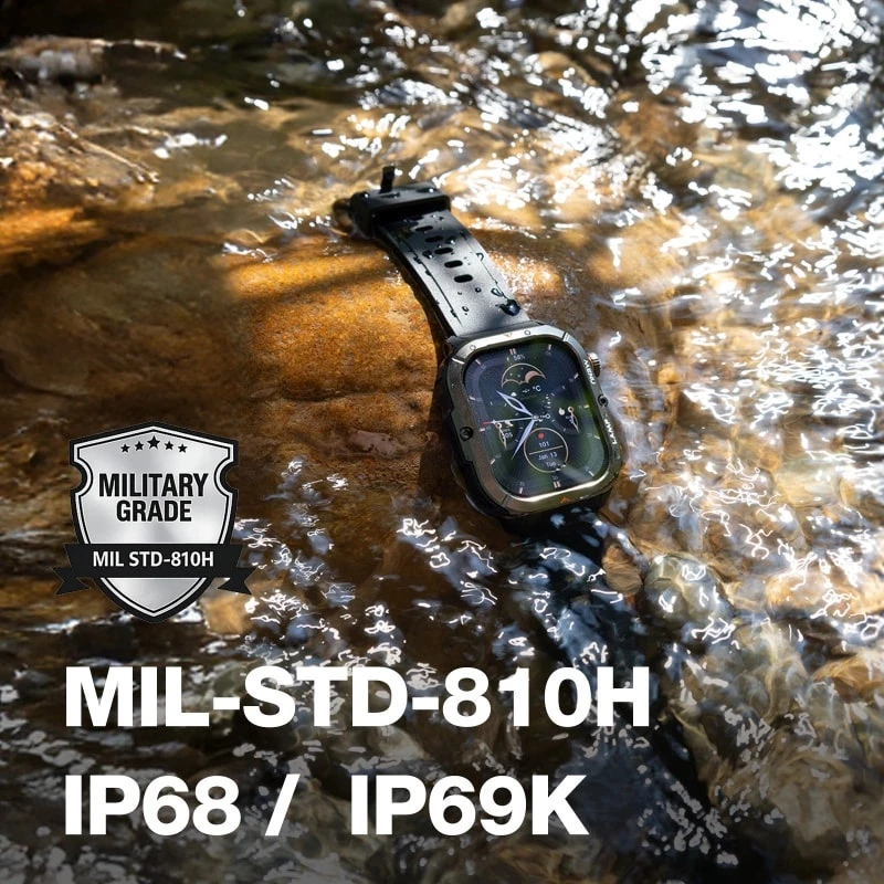 Smartwatch AGM Legion 3, 1.95" AMOLED, GPS, 500 mAh, 5ATM/IP68, MIL-STD-810H, Bluetooth thirrje, e zezë