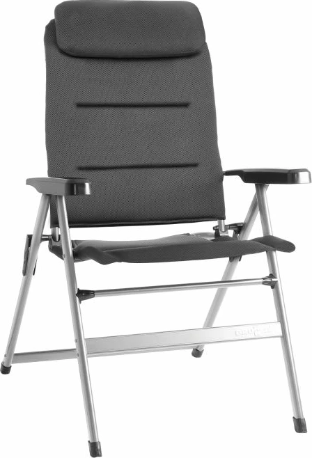 Karrige kampingu BRUNNER Aravel H2L 0404052N.C25, palosëse, lartësi e rregullueshme, max 120 kg, kornizë alumini, e zezë/gri