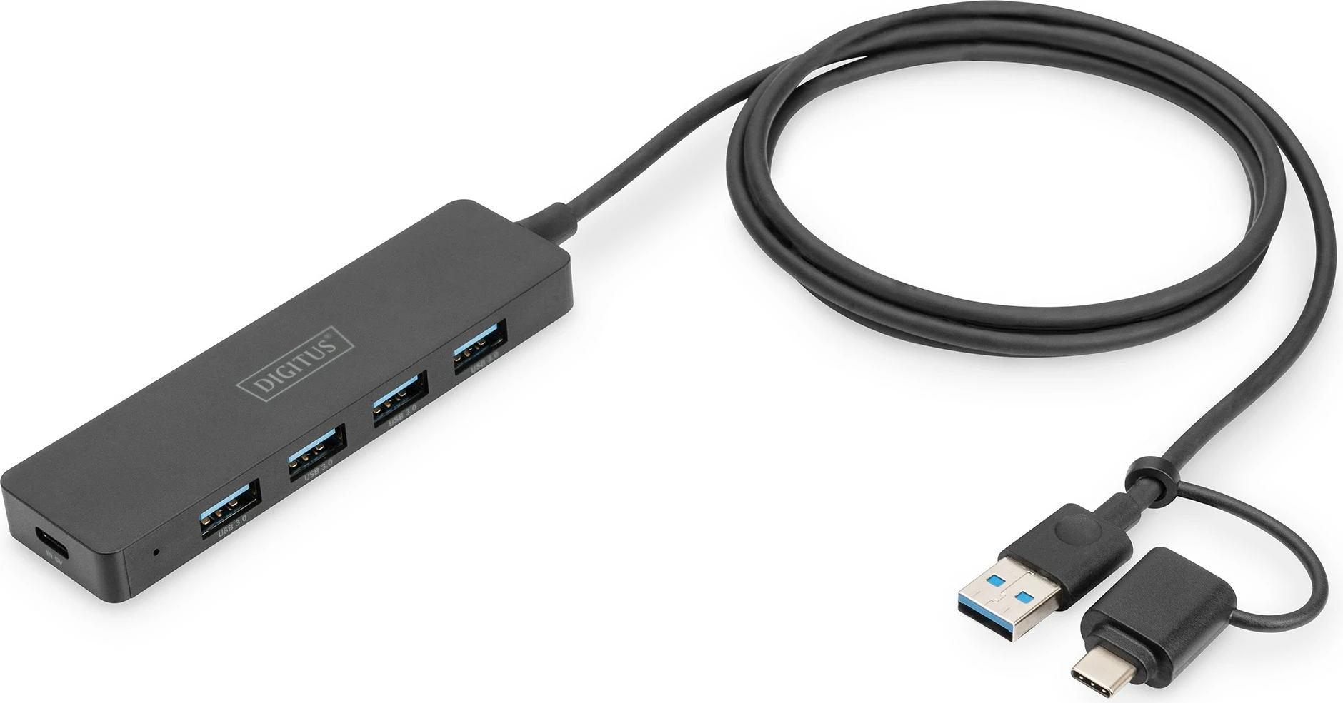USB hub Digitus 4 porta, USB 3.0, Type-A/Type-C, 1.2m, i zi