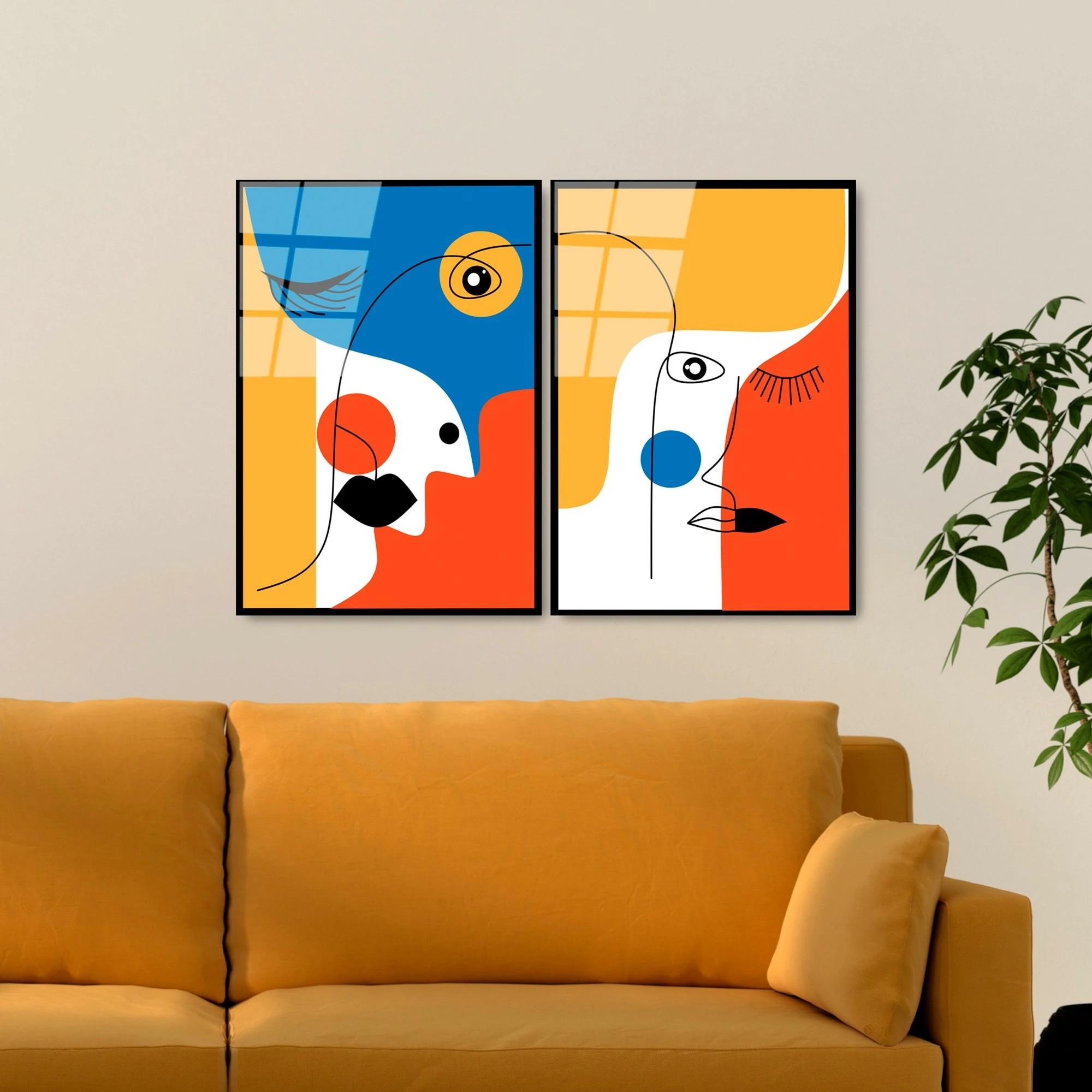 Pikturë dekorative prej xhami të temperuar (2 copë), Wallity, UV-950, 45x65cm