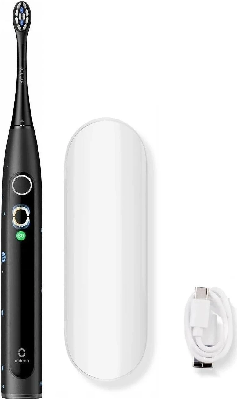 Brushë dhëmbësh elektrike Oclean X Kids, sonike, ekran interaktiv, USB-C, me etui udhëtimi, e zezë