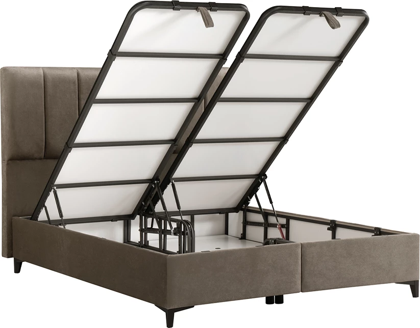 Krevat me hapësirë për depo, ngjyrë camel, 160x200cm, 223x166x120