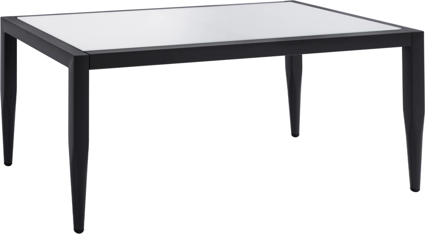 Tavolinë alumini, ngjyrë gri, me xham, FH5551.02, 100x58x46 cm