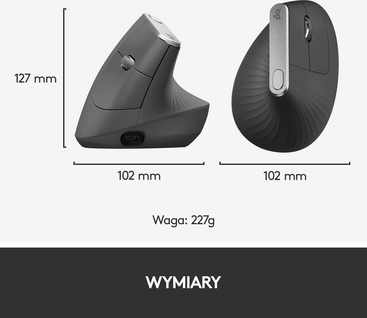 Maus Logitech MX Vertical 910-005448 ergonomik wireless 4000 DPI, e zezë