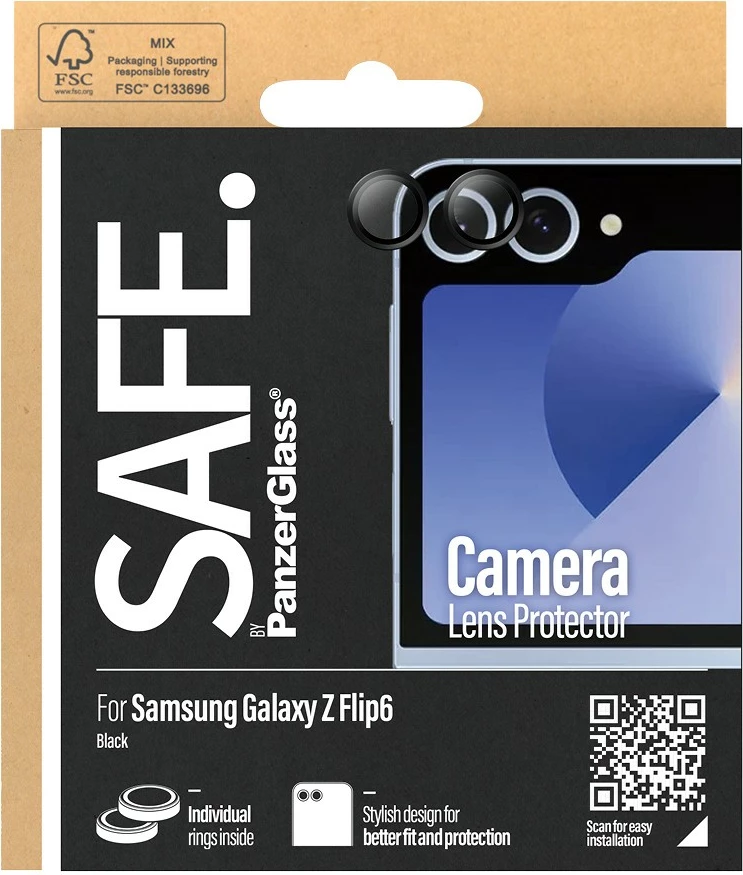 Mbrojtës lente PanzerGlass SAFE.by për Samsung Z Flip 6, i zi