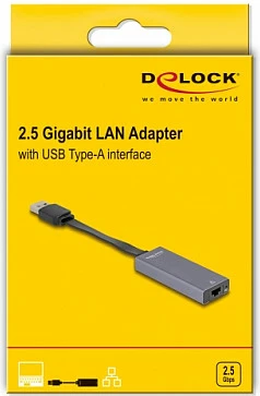 Adapter rrjeti USB-A në LAN 2.5GbE DeLOCK RTL8156B, 0.09 m, gri