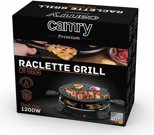 Grill raclette elektrik CAMRY CR6606 1200W 6 tiganë raclette, i zi