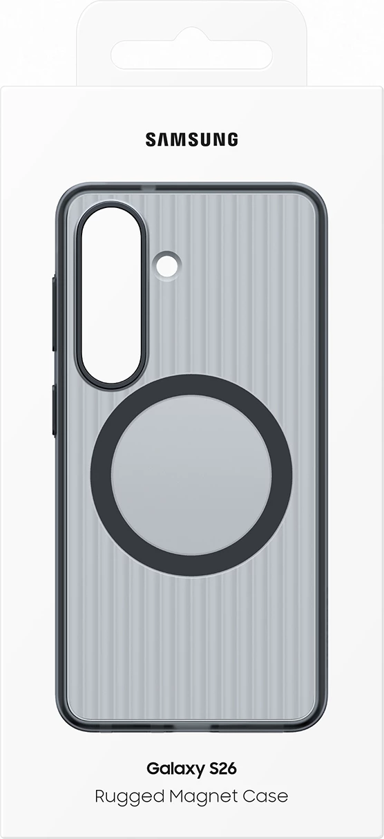 Mbështjellës Samsung Rugged Magnet Case për Samsung Galaxy S26, kompatibil me MagSafe, i zi, në kuti