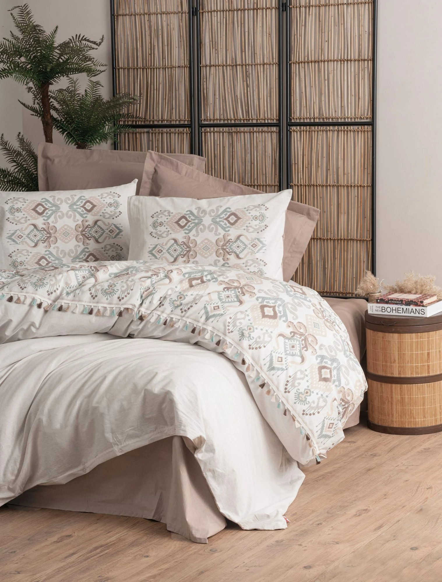 Set mbulesë për jorgan dopio, ngjyrë kafe dhe e bardhë, L'Essentiel Linge de Maison, Asilo