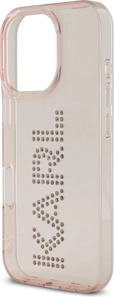 Mbështjellës Karl Lagerfeld IML Rhinestones Logo për iPhone 16 Pro, Rozë