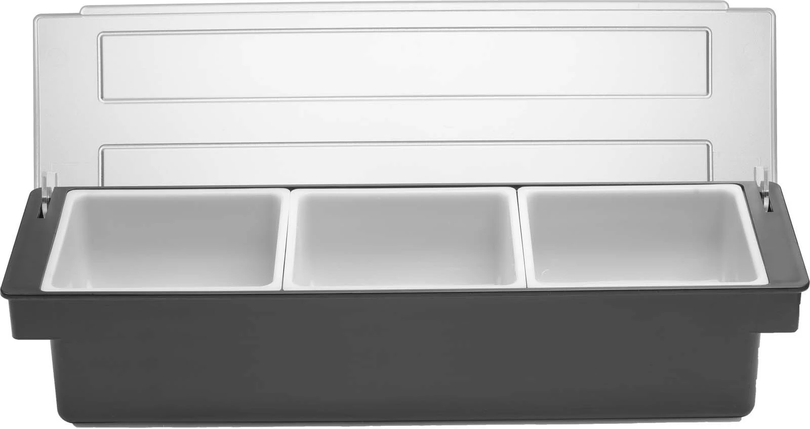 Kuti ingredientësh, Bar Up, 3 ndarje me kapak, 480x150x100 mm, e zezë