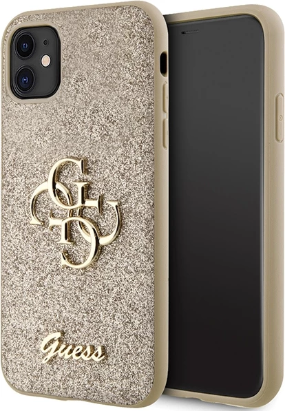 Mbështjellës Guess GUHCN61HG4SGD për iPhone 11/XR, Glitter Script Big 4G, Ari