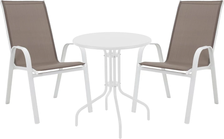 Tavolinë me karrige për terasë, ngjyrë bardhë, Φ60x70cm