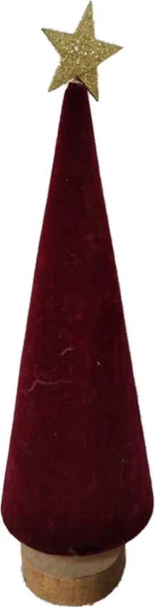 Dekorim pemë Krishtlindjesh bordo, dru pishe, 9x9x33cm