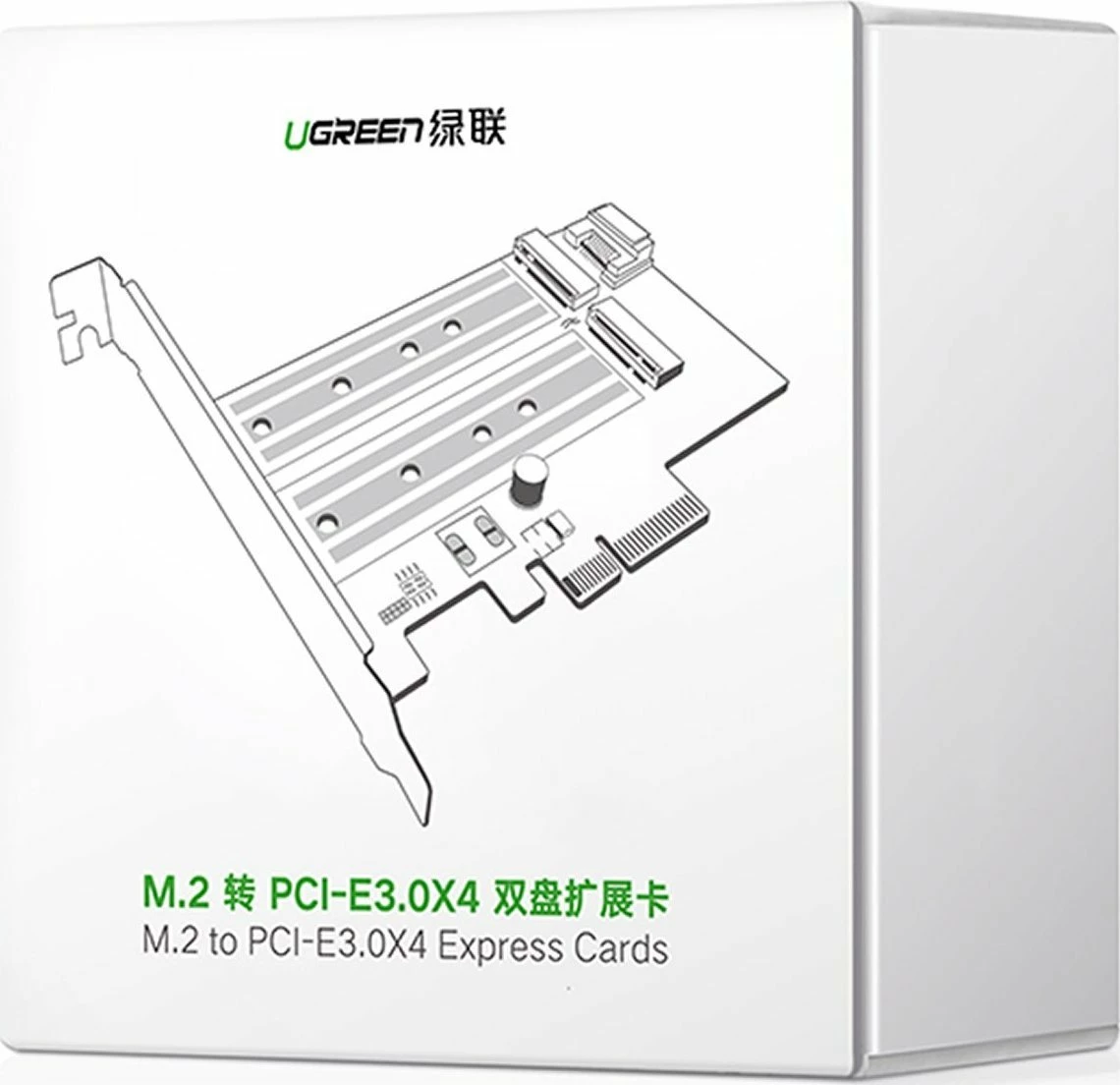 Kartë adapter PCIe Ugreen CM302 PCIe 3.0 x4 për SSD M.2 M-Key + M.2 B-Key, e zezë