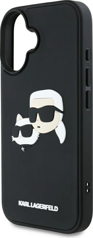 Mbështjellës Karl Lagerfeld HC 3D Rubber Double Heads për iPhone 16, i zi