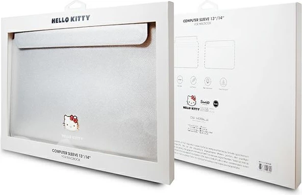 Mbështjellës laptopi Hello Kitty Metal Logo, 14 inç, argjend