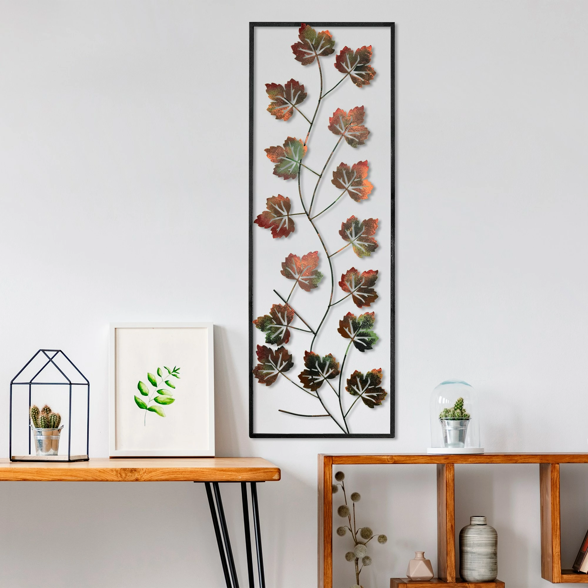 Aksesor dekorativ metalik për mur, Wallity, Platane 2, shumëngjyrësh, 32x90cm