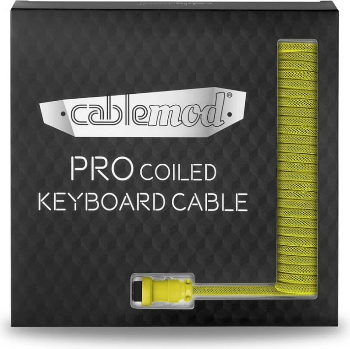Kabllo tastiere CableMod PRO Coiled, USB-C në USB-A, 150cm, Dominator Yellow