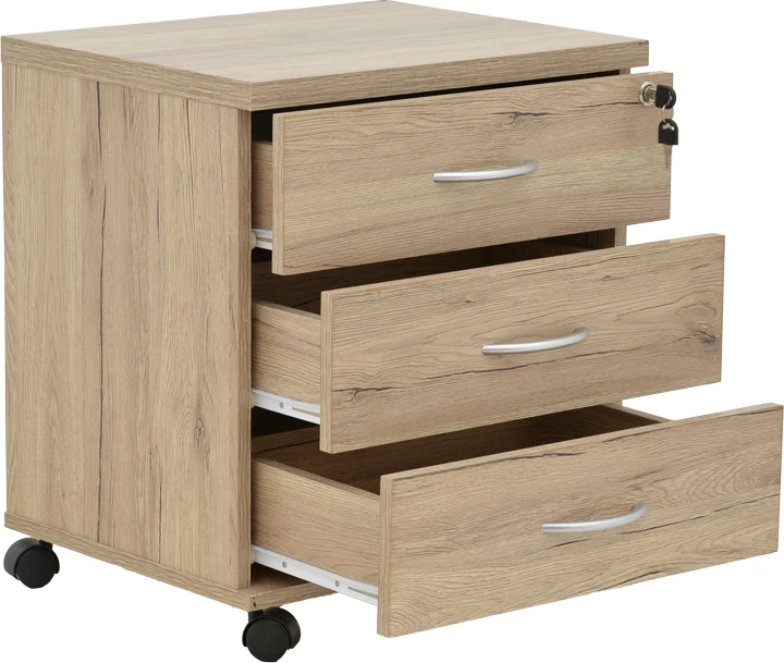 Komodë zyre me rrota, ngjyrë natyrale, Anze, 48x38x53cm