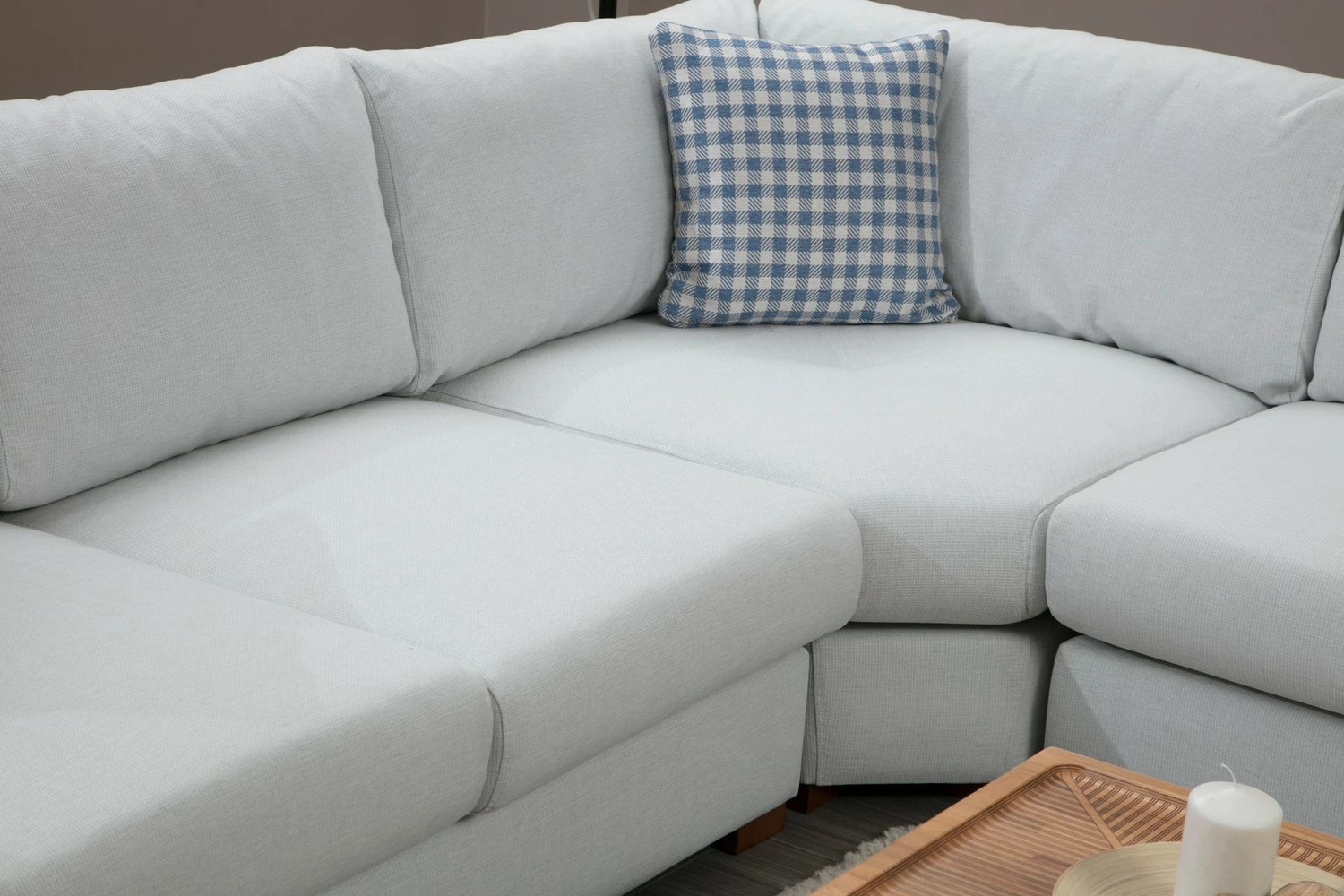Këndare Atelier del Sofa, Loop 20, ngjyrë bezhë, këmbë druri arre, 282x322cm