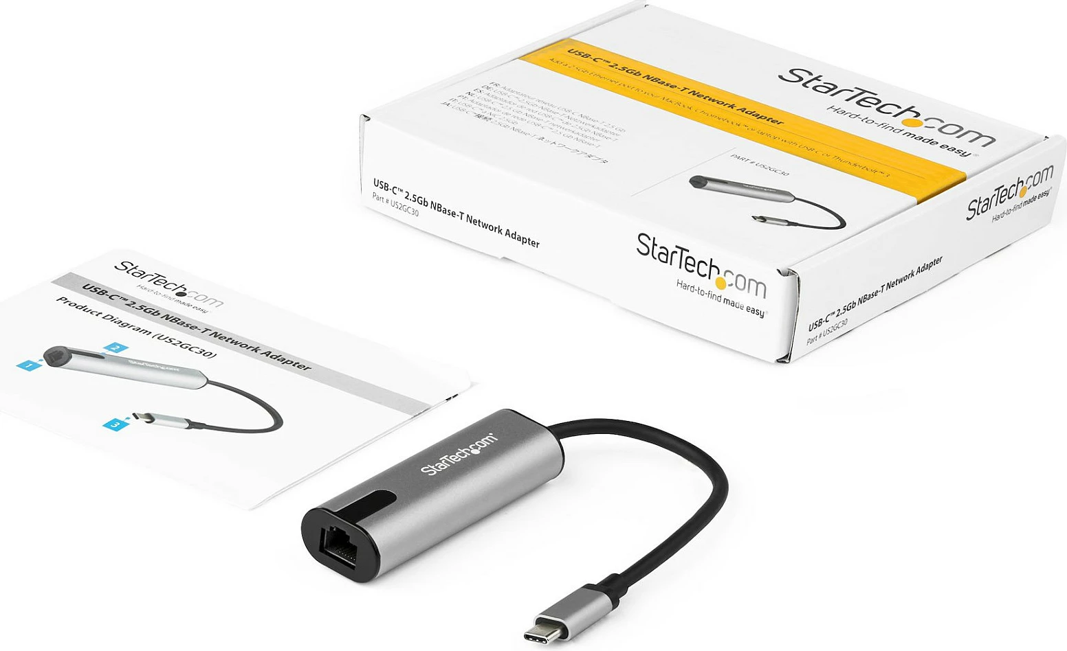 Adapter USB-C në Ethernet StarTech US2GC30, RJ45 2.5 Gigabit, 0.15m, Argjendtë