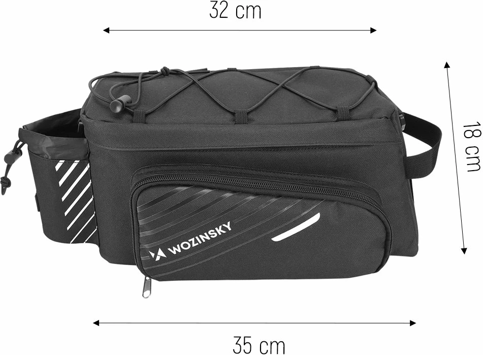 Çantë bagazhi për biçikletë Wozinsky WBB22BK, 9L, me rrip shpatulle, e zezë
