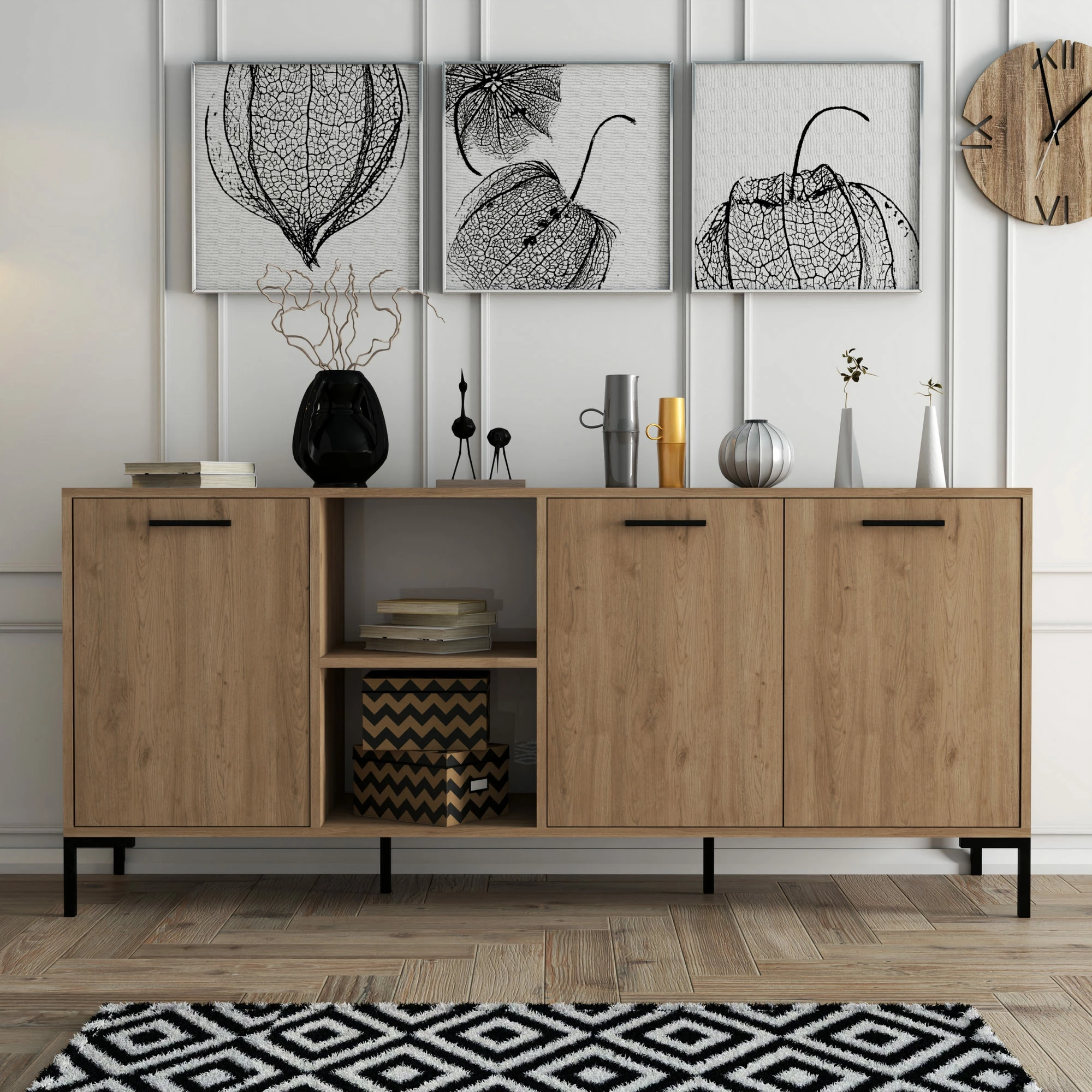 Konsolë Hanah Home Aurora, ngjyrë lisi, 180x80x45cm