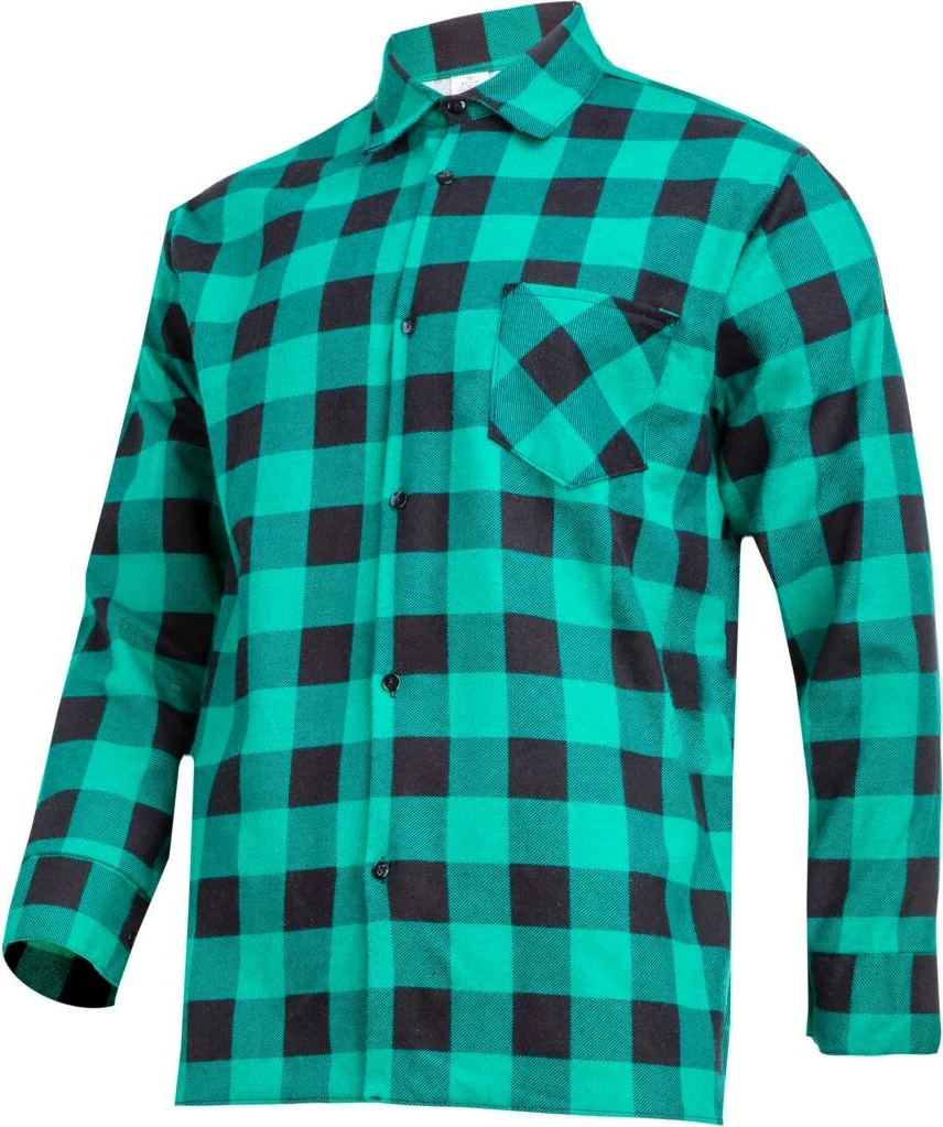 Këmishë flanel Lahti Pro LPKF2S 170 g/m² me kopsa me xhep, jeshile me kuadrate