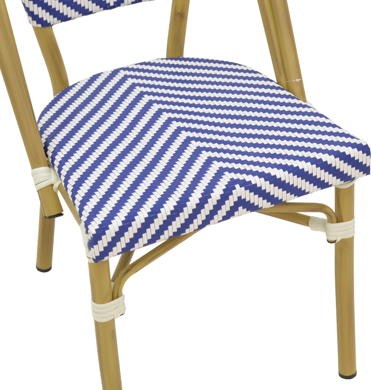 Karrige Uarmin, alumini, tekstilene, ngjyrë natyrale, blu dhe bardhë, 46x57x85cm, 12 copë