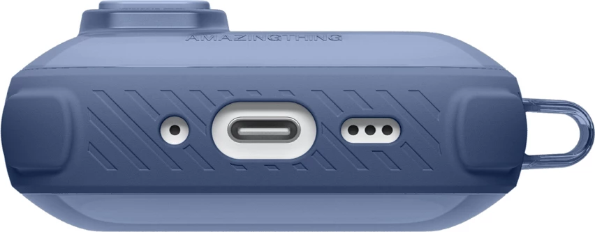Mbështjellës për kufje AmazingThing Titan Pro Mag Case Clear për AirPods Pro 3, PC+TPU, me karabiner, mbështetje karikim wireless, blu