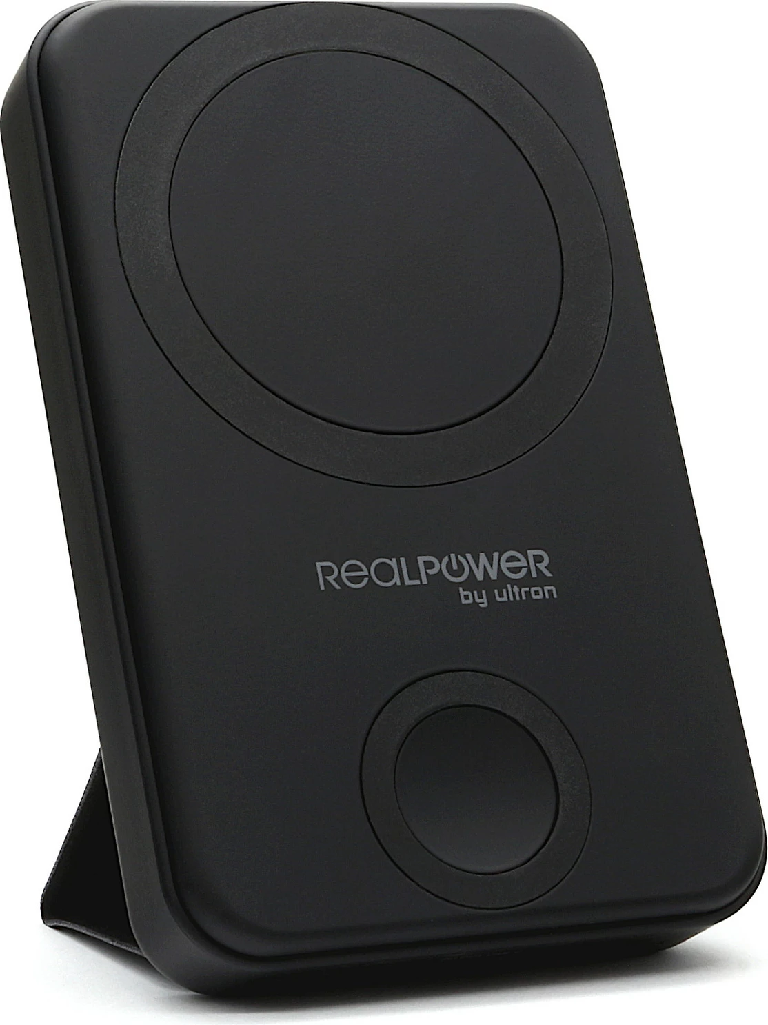 Power bank RealPower 444408, 10000 mAh, karikim wireless, MagSafe, e zezë