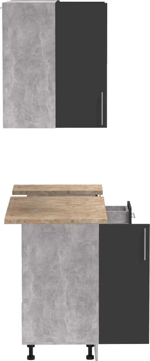 Njësi kuzhine Festa II melamine, ngjyrë gri e errët dhe sipërfaqe tavoline ngjyrë sonoma, 120x60x85cm