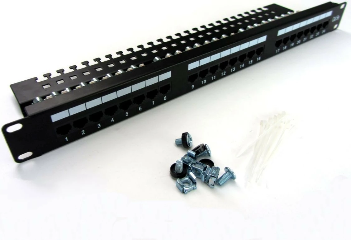 Patch panel Digitus DN-91524U-EC, 24 porta, Cat.5e, 1U, 19", e zezë