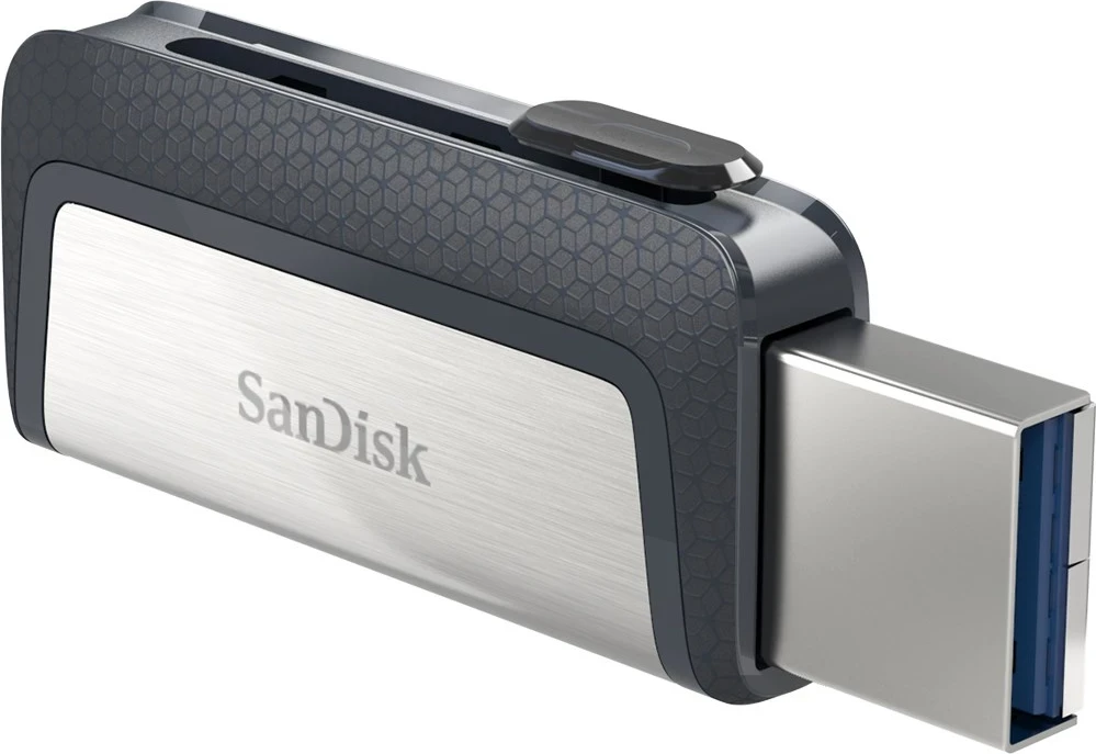 USB Flash SanDisk Ultra Dual Drive, 128 GB, USB Type-A / USB Type-C, Argjendtë