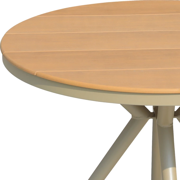 Tavolinë plywood dhe alumin, ngjyrë shampanjë, D100x75cm