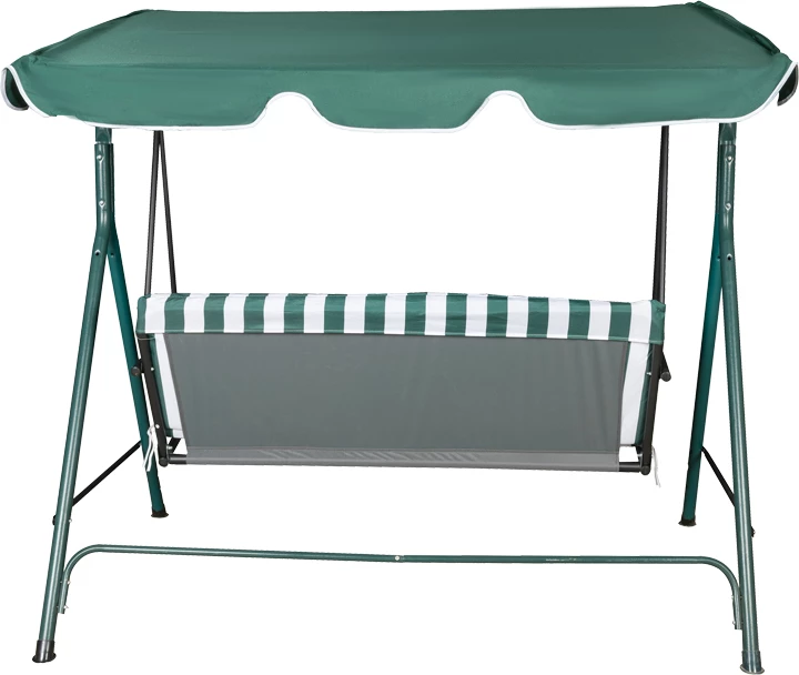 Lëkundëse kopshti Globo, metalike, jeshile, material pëlhurë me vija jeshile-bardhë, 170x110x153cm