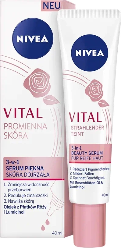 Serum bukurie për femra Nivea Vital Radiant Skin 3-in-1, 40ml
